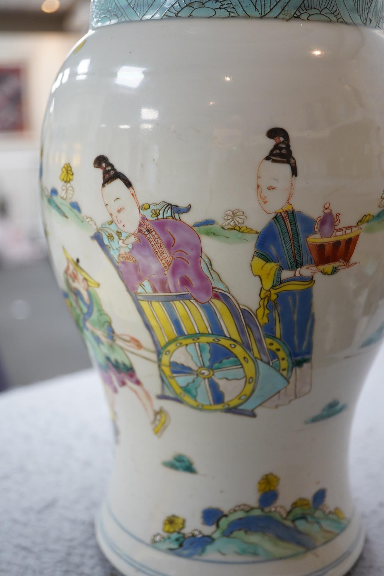 A rare Chinese famille rose ‘Sanxing’ yen-yen vase, Yongzheng period (1723-1735)